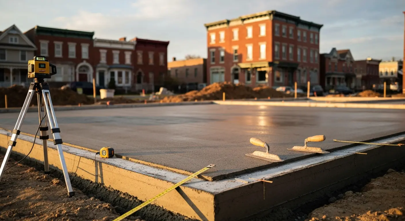 Concrete foundation pouring