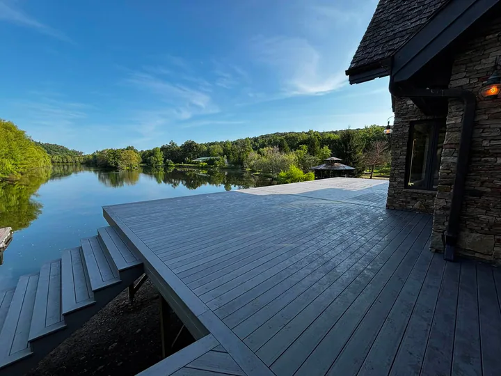 Keystone lakeside deck structure viewed toward the water