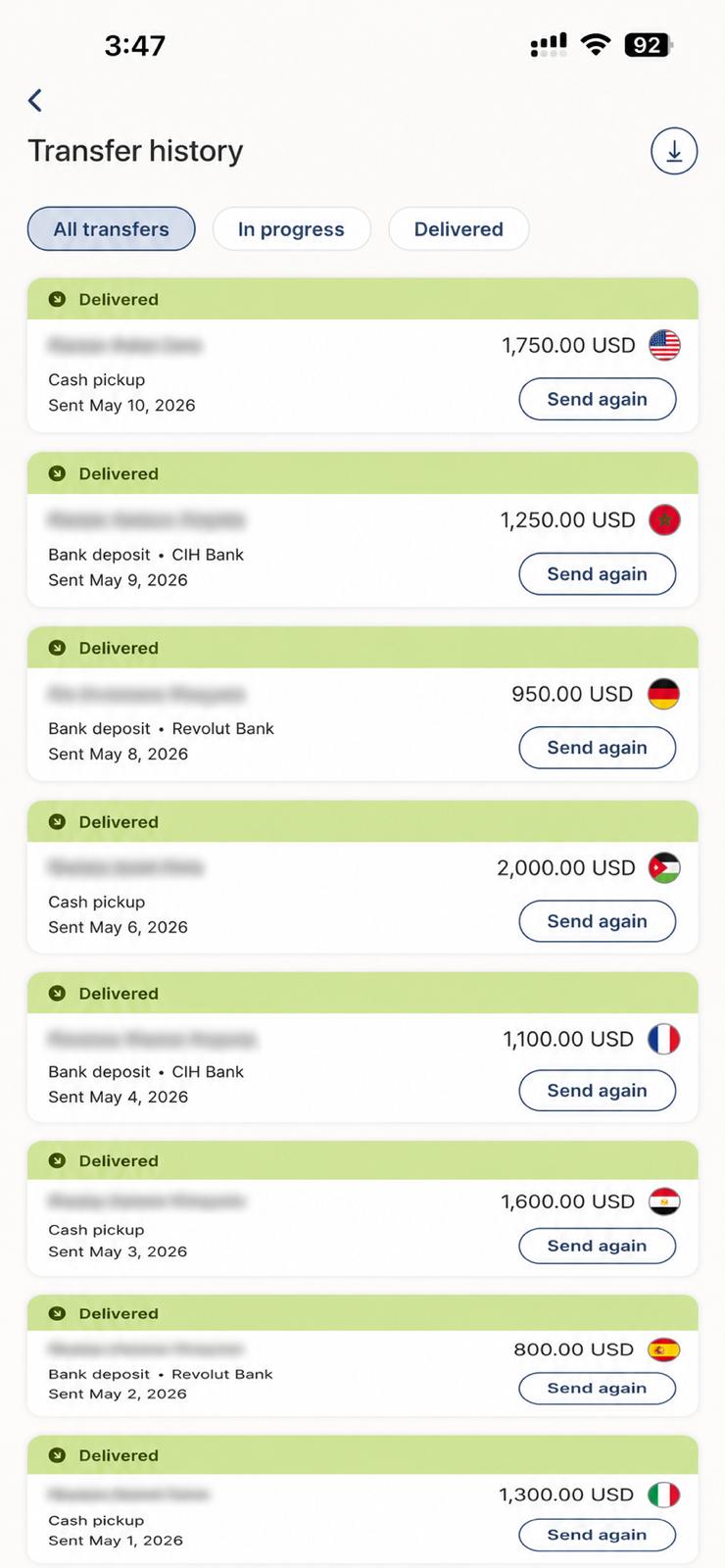 Remitly transfer history — paying the global team