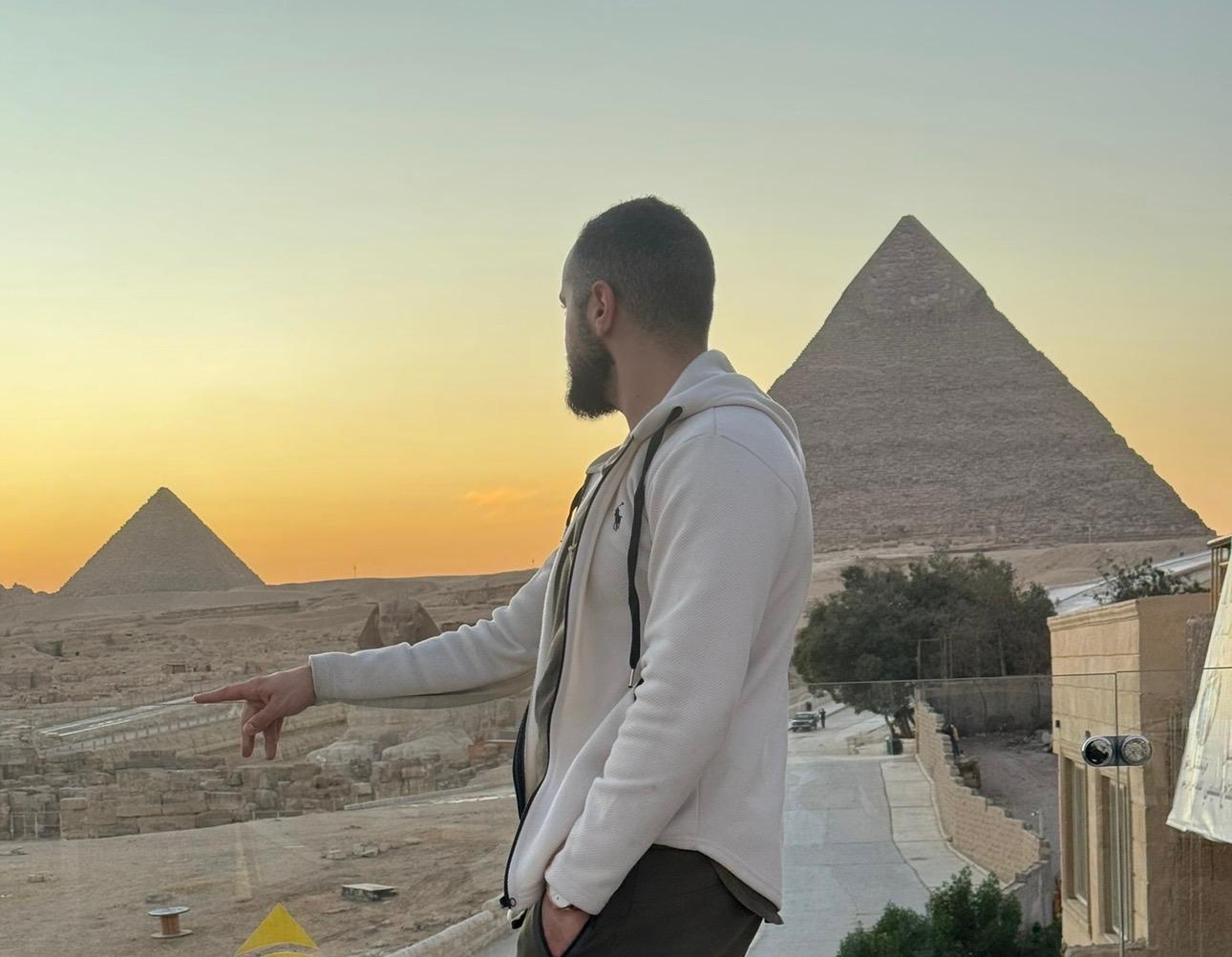 Sam at the pyramids, Egypt