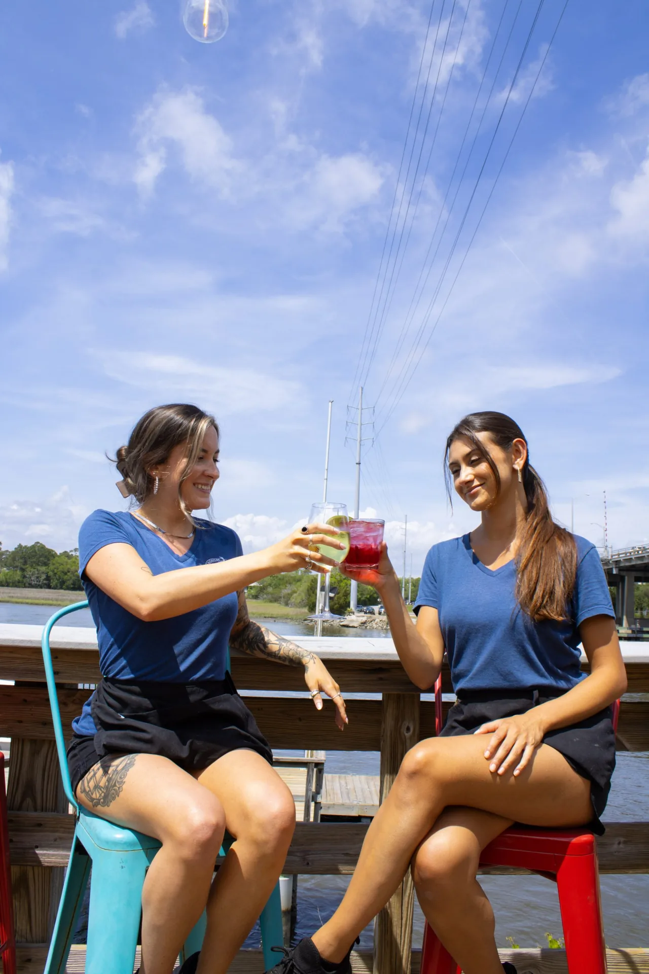 Waterfront dining toast Wappoo Creek