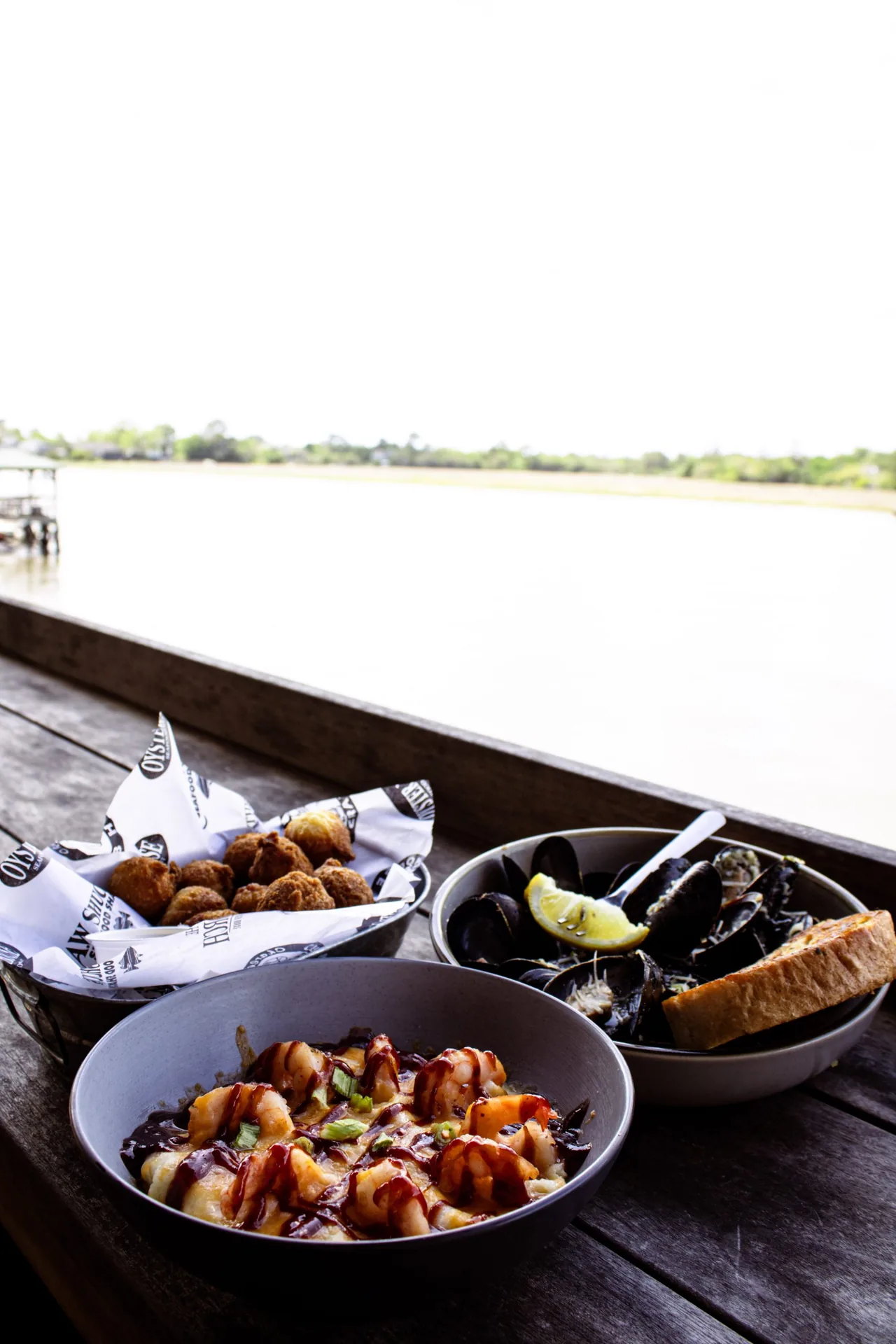 Crab legs and cocktail on water