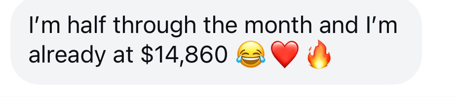 $14,860 in Half a Month Already Past Her Goal