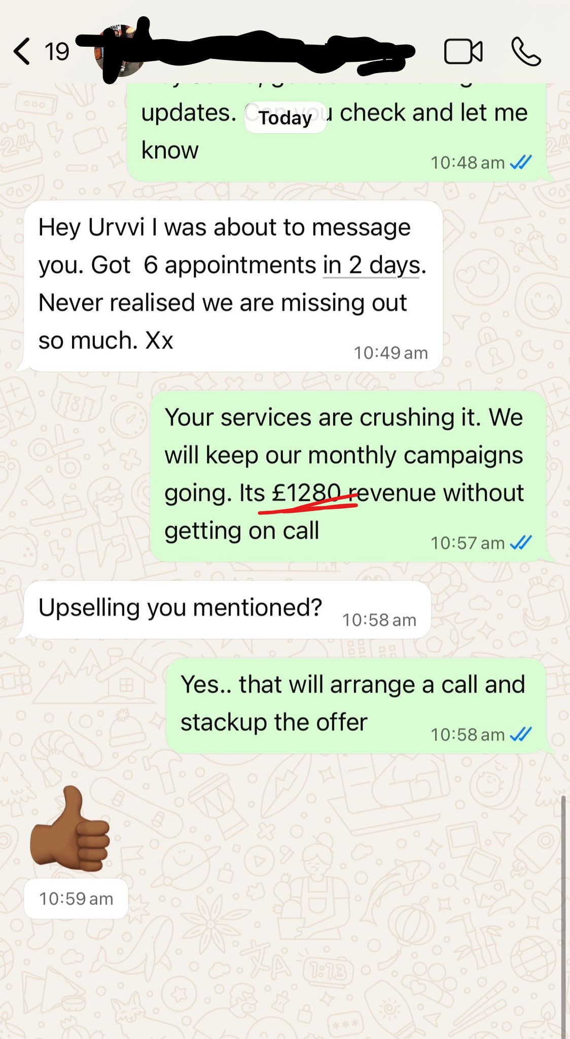 WhatsApp: 6 appointments in 2 days