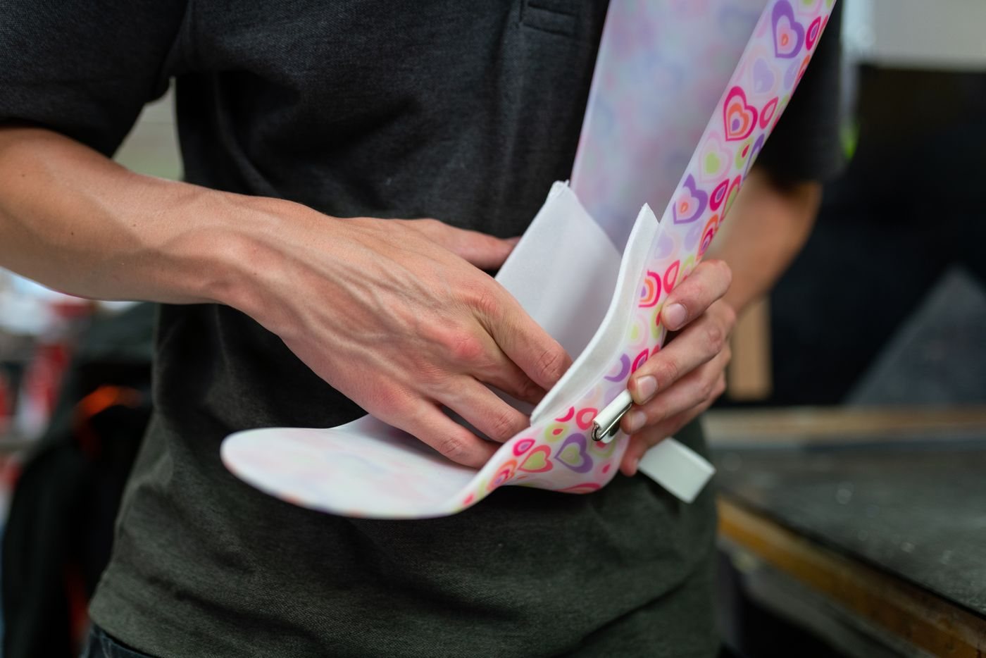 Custom orthotic insole being fitted