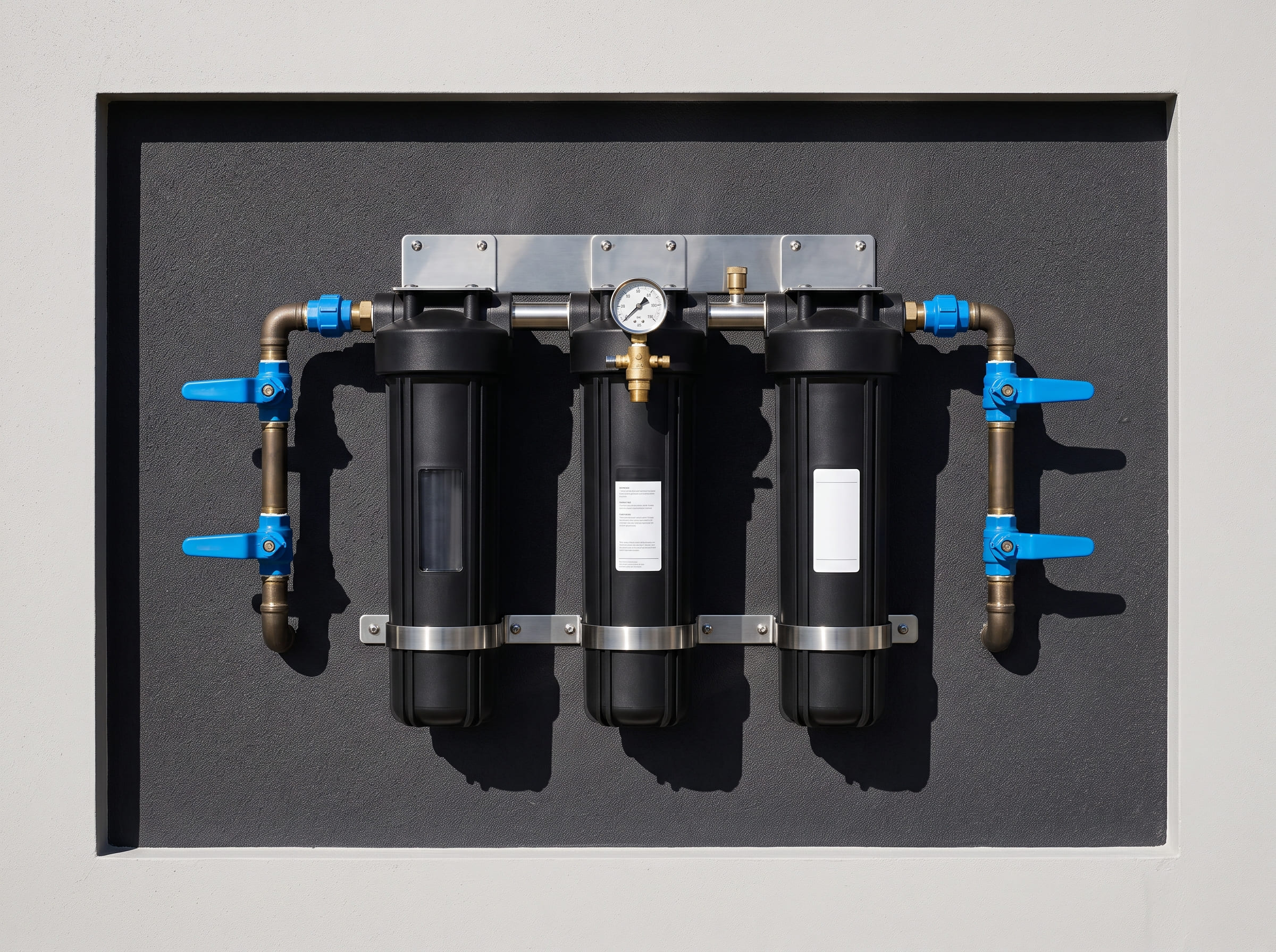 Whole house water filtration system plumbed into the mains at a Currimundi home on the Sunshine Coast