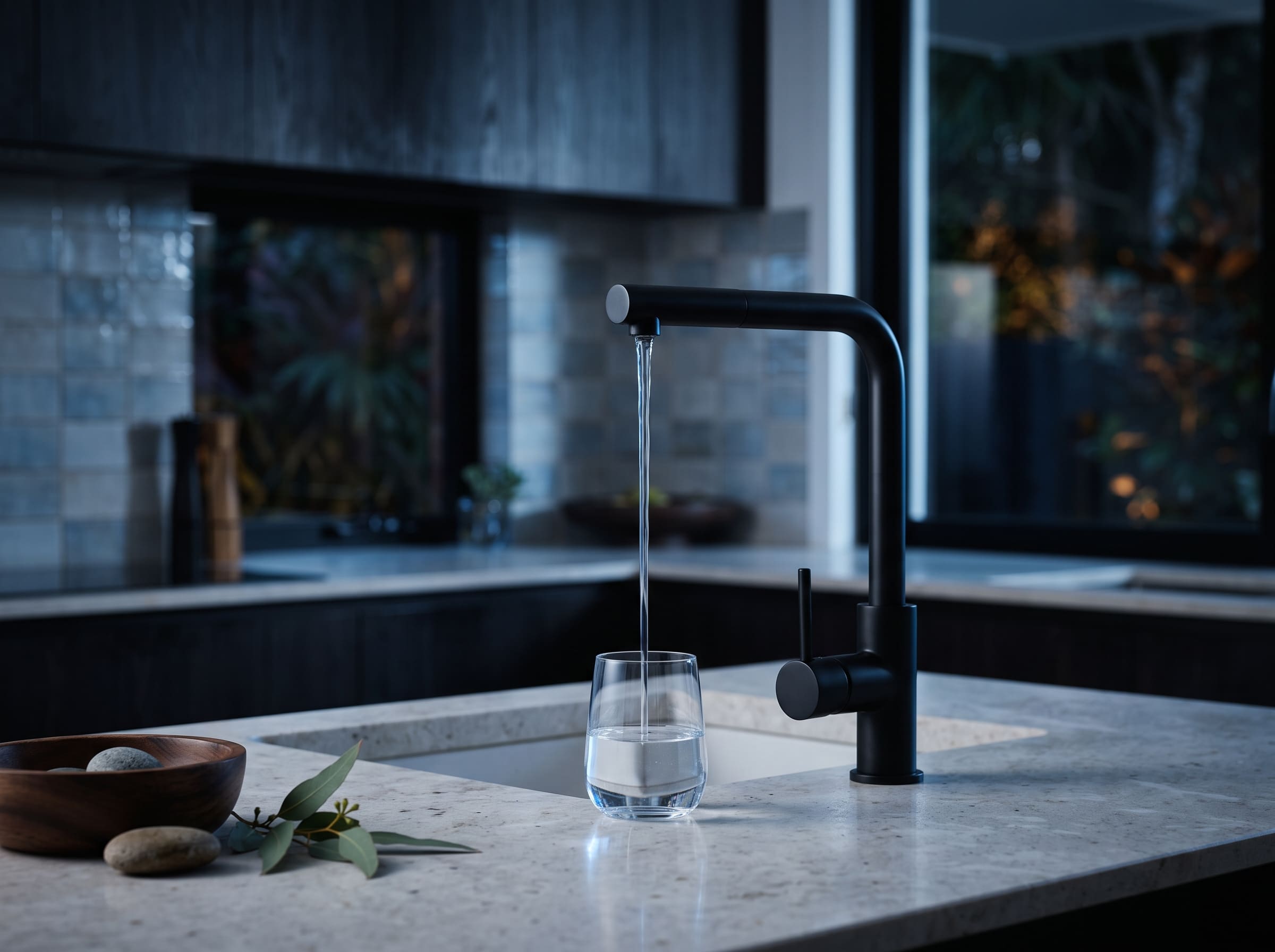 Under-sink drinking water filtration system fitted in a Sunshine Coast kitchen by Revive Plumbing