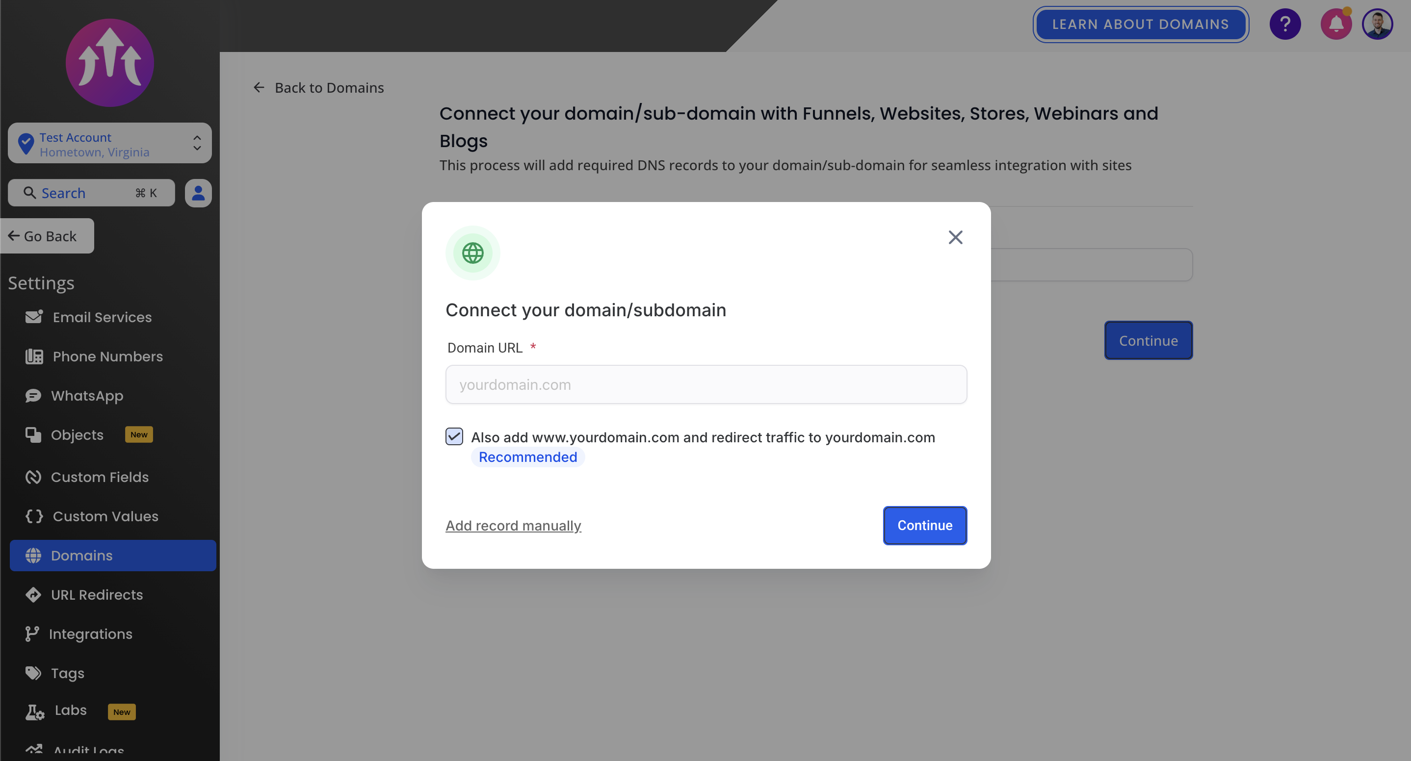 full scope freelancer domain dns records