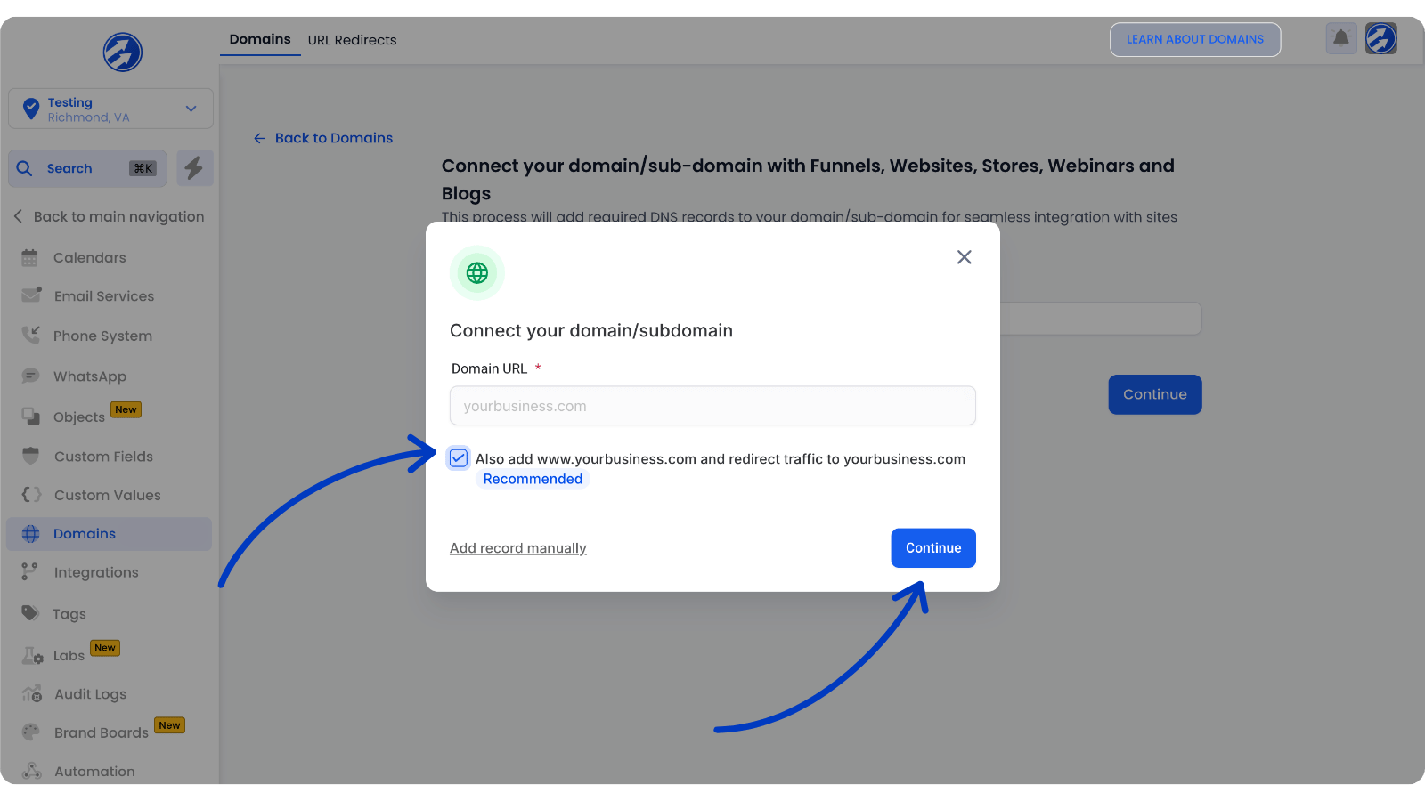 full scope domain dns records