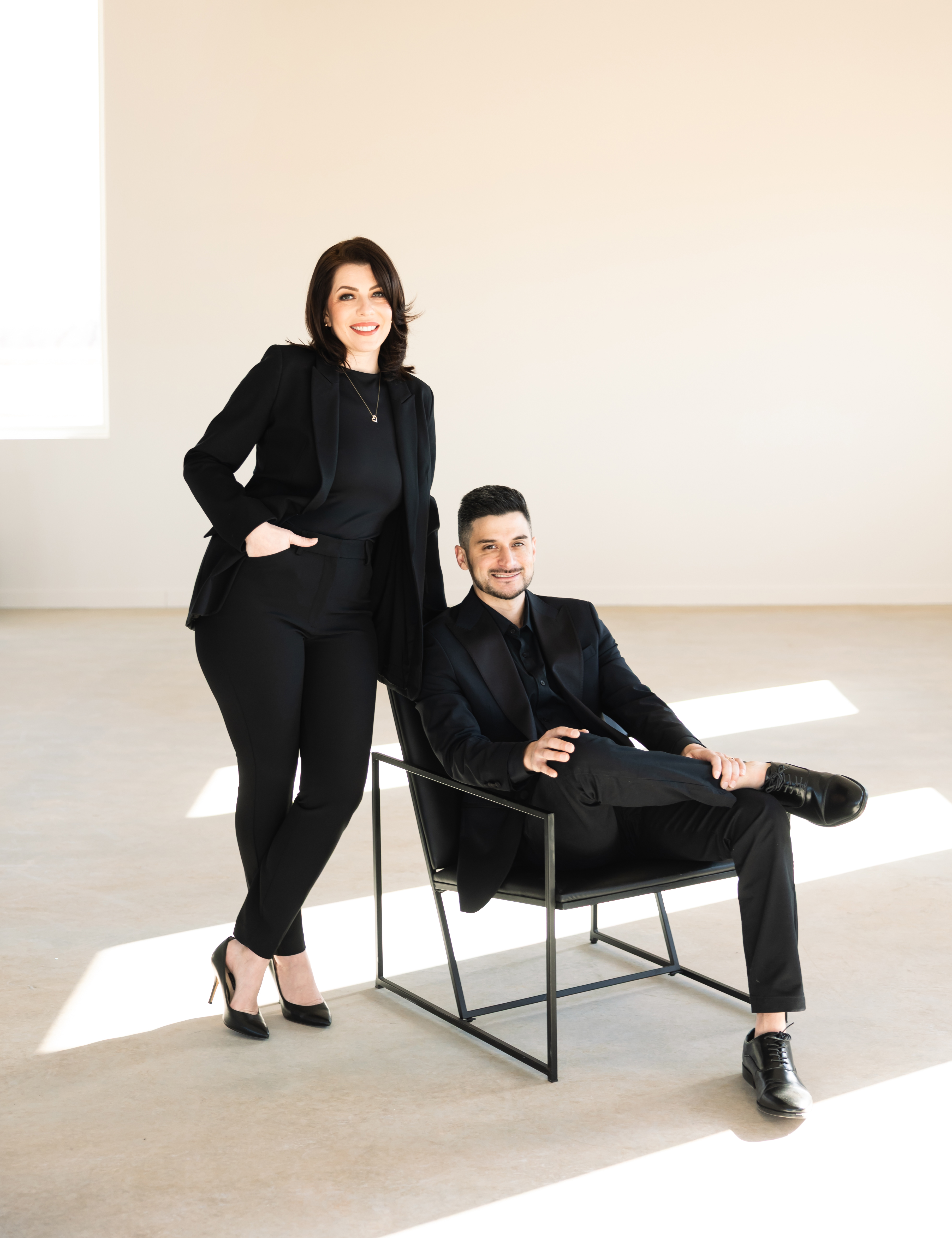 Real estate agents in Oklahoma City posing in modern studio, Oklahoma Cribs team professional photo