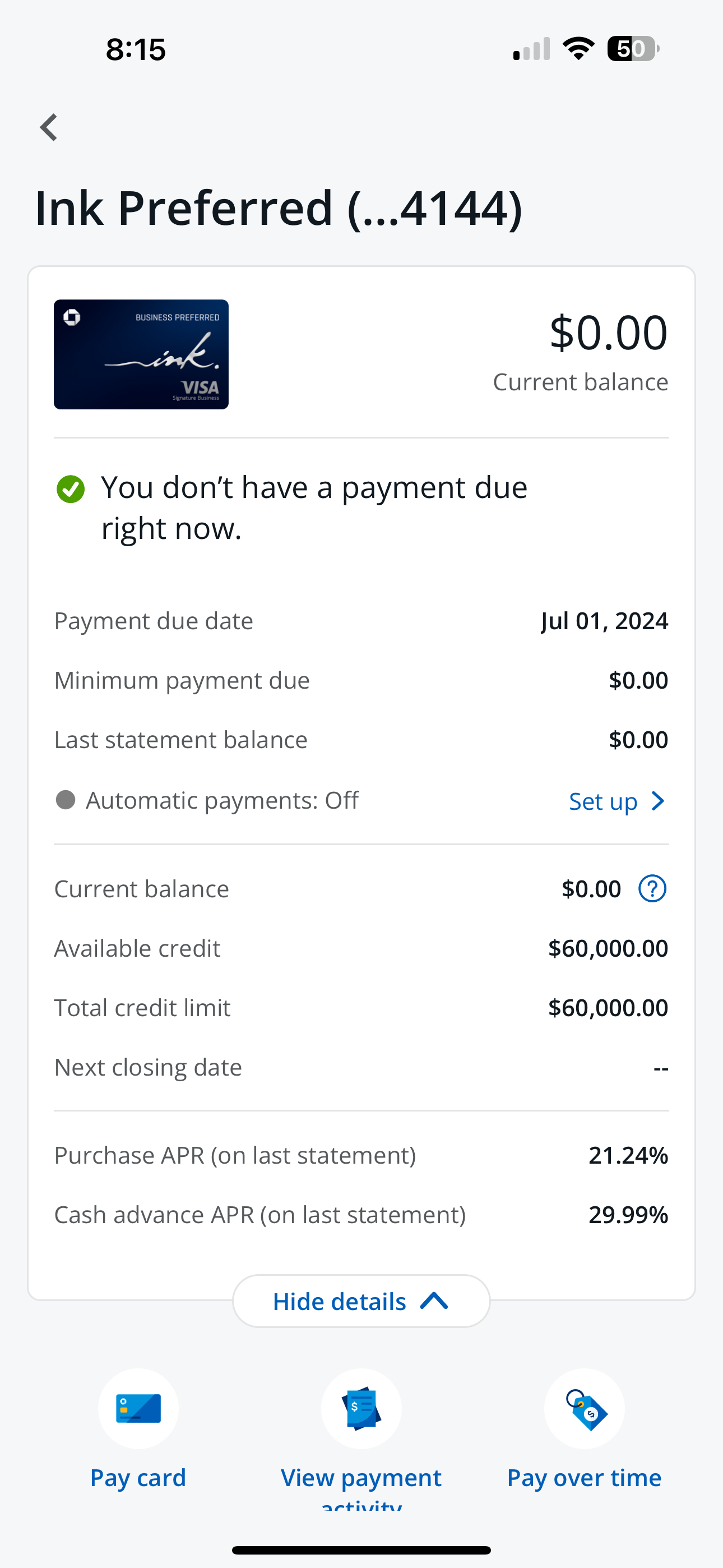 Chase Ink Business Preferred mit $60.000 Kreditlimit
