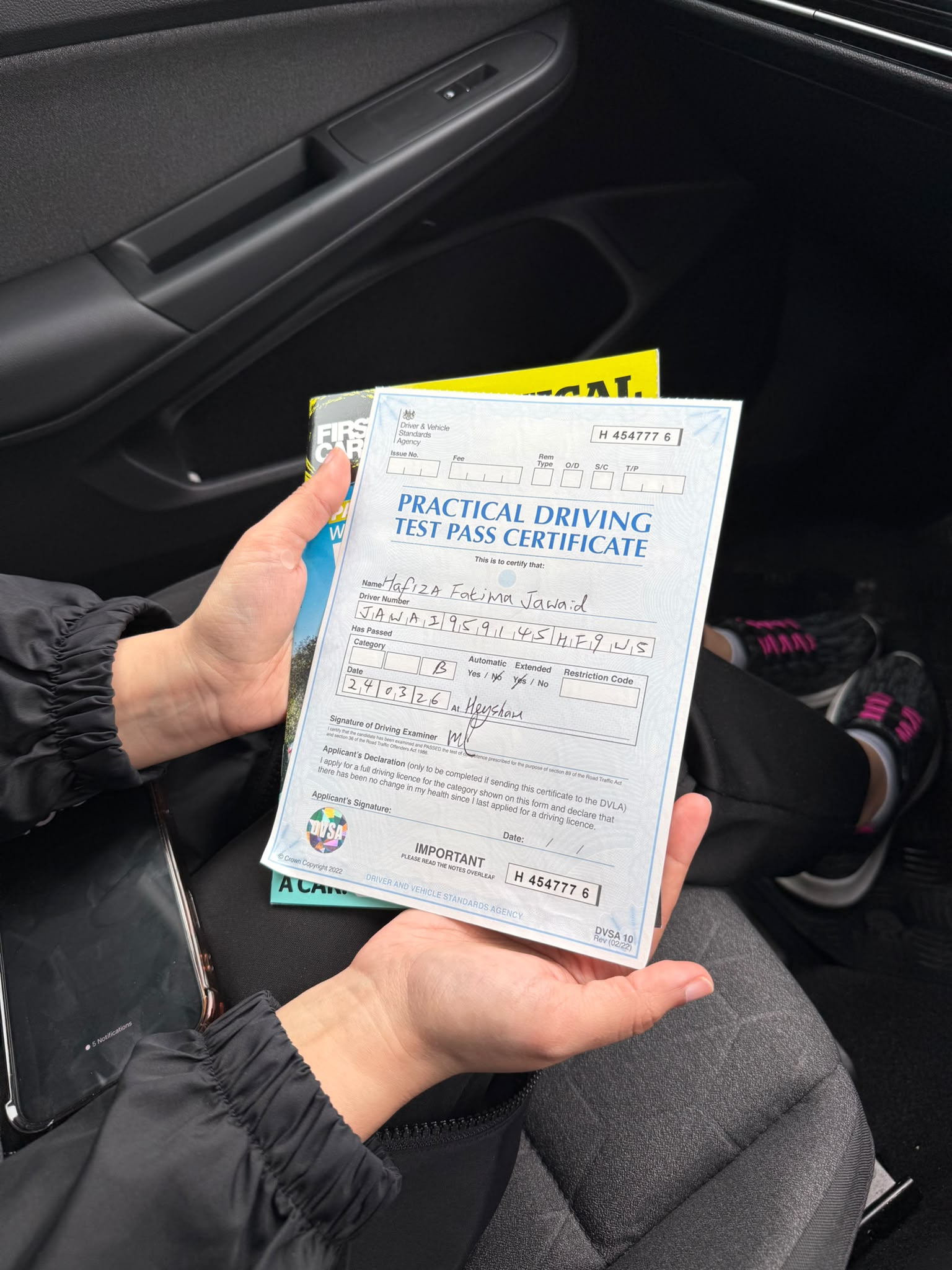 Successful driving test pass