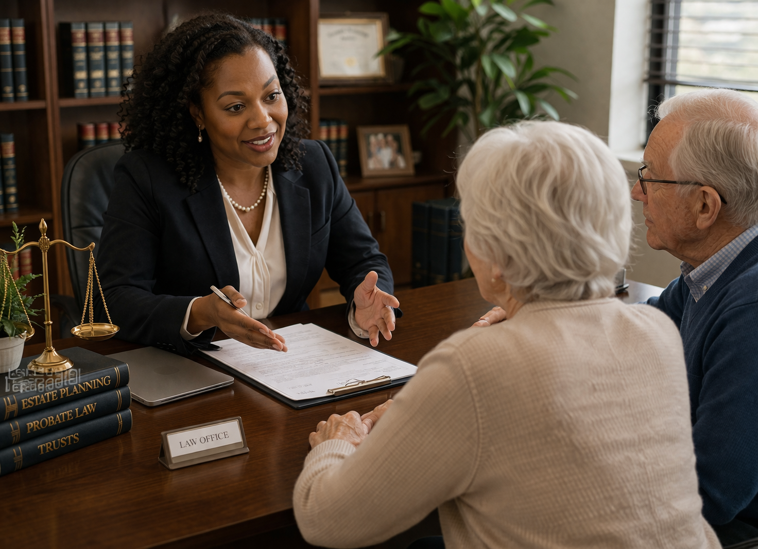 lawyer and her clients