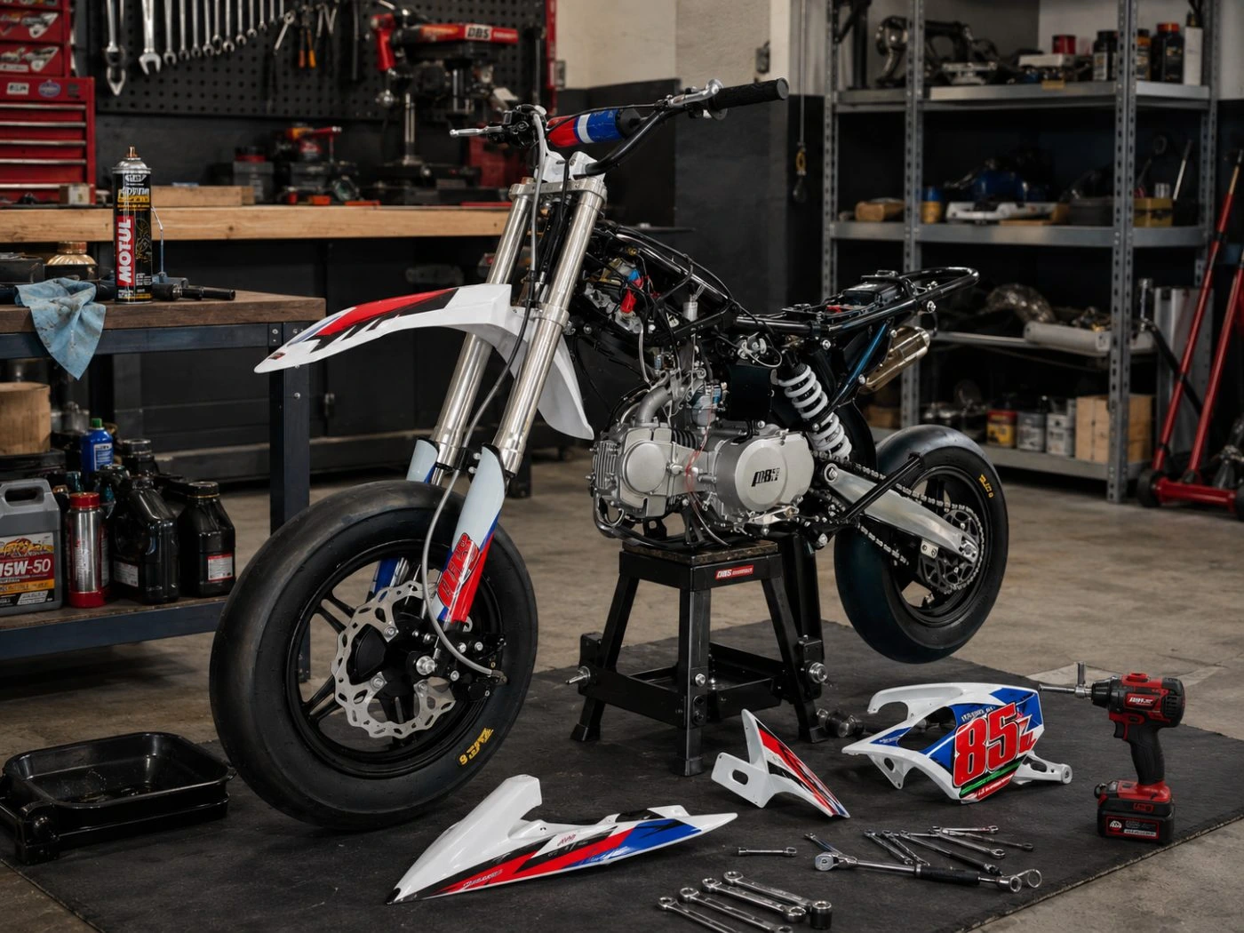 Pit bike ferma in officina