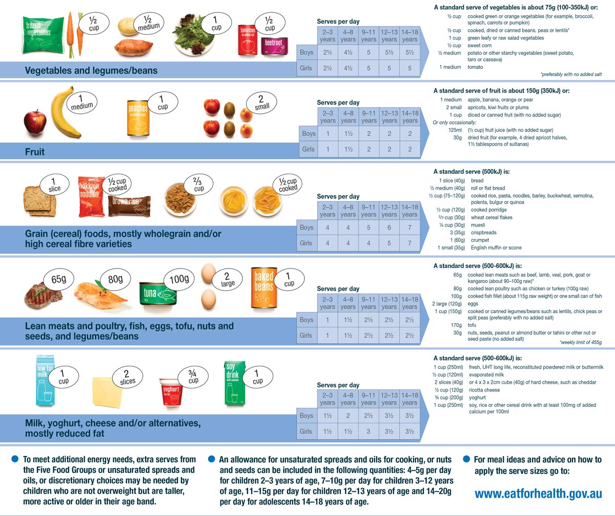 healthy food intake diagram from Australian Food Safety for Children