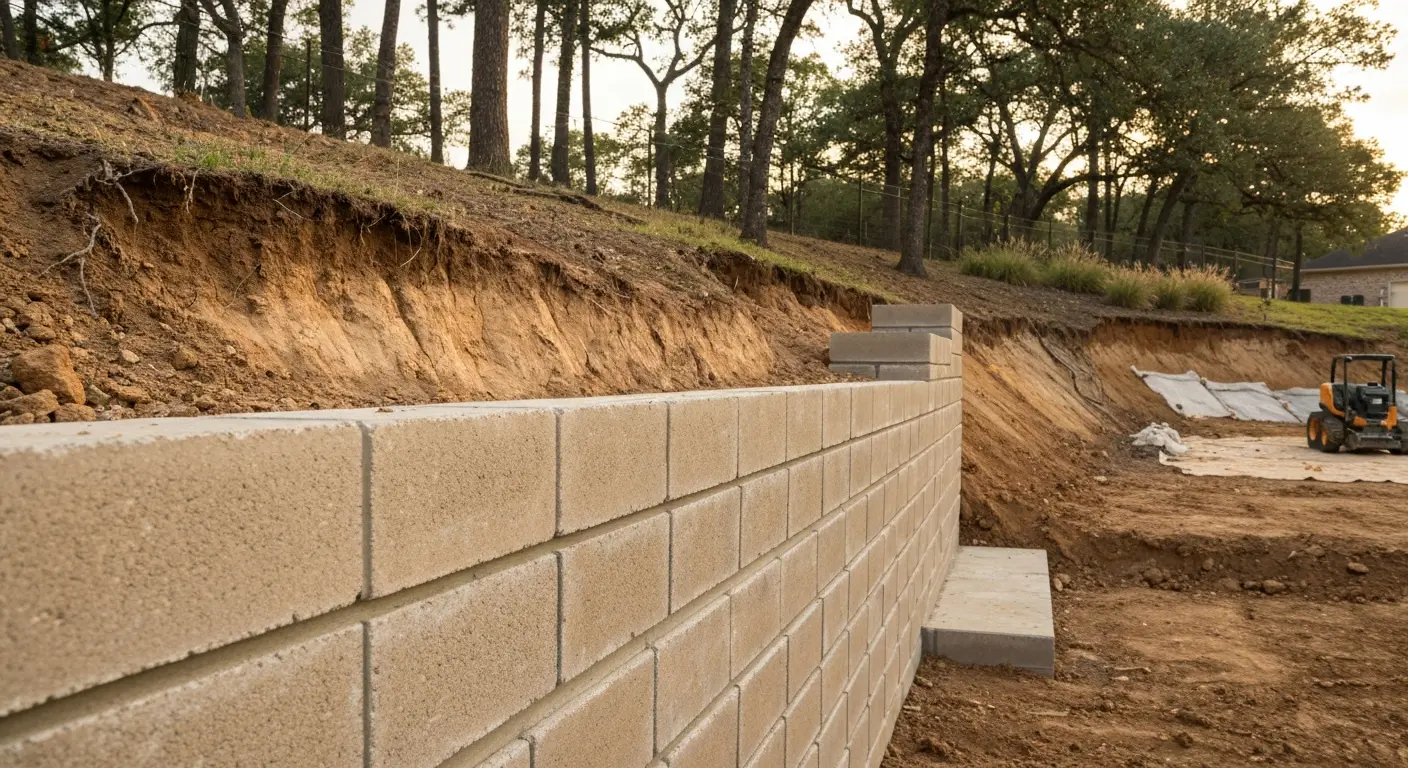 Retaining wall erosion control project