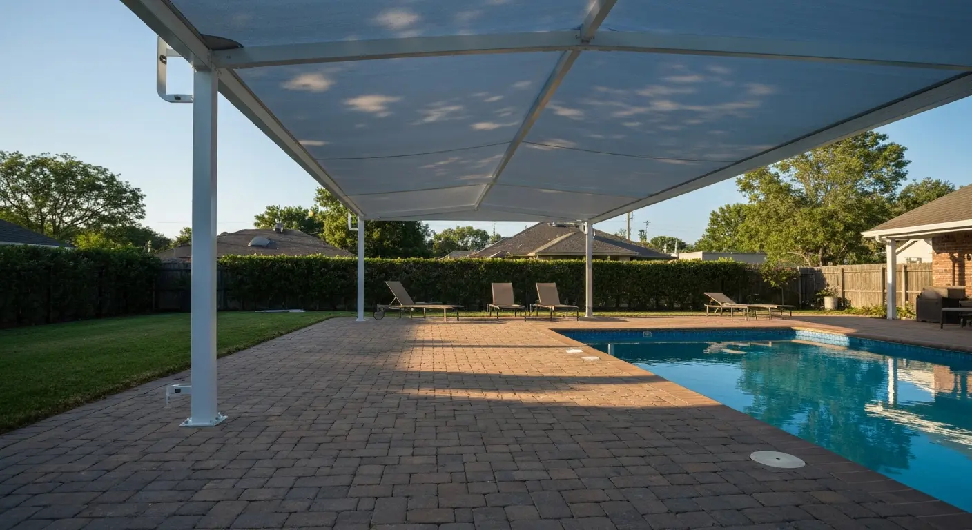 Shade structure at pool