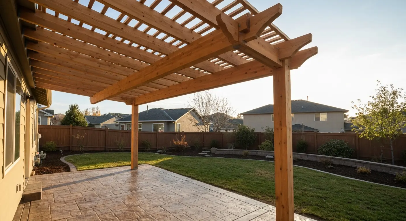 Pergola in backyard