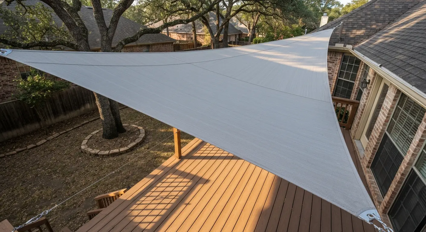 Shade sail over deck