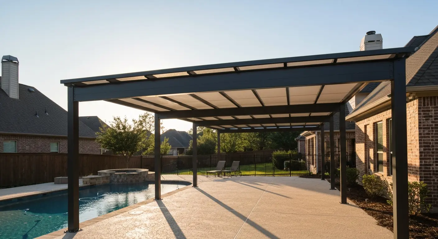 Poolside patio shade structure