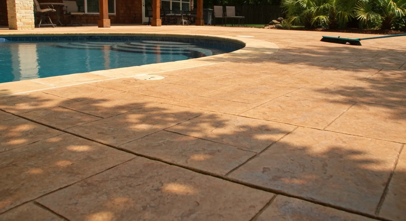Stamped concrete pool deck