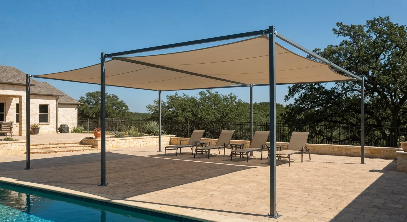 Poolside shade structure