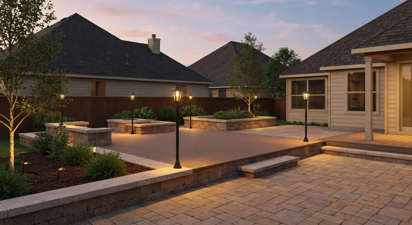 3D design rendering of backyard space