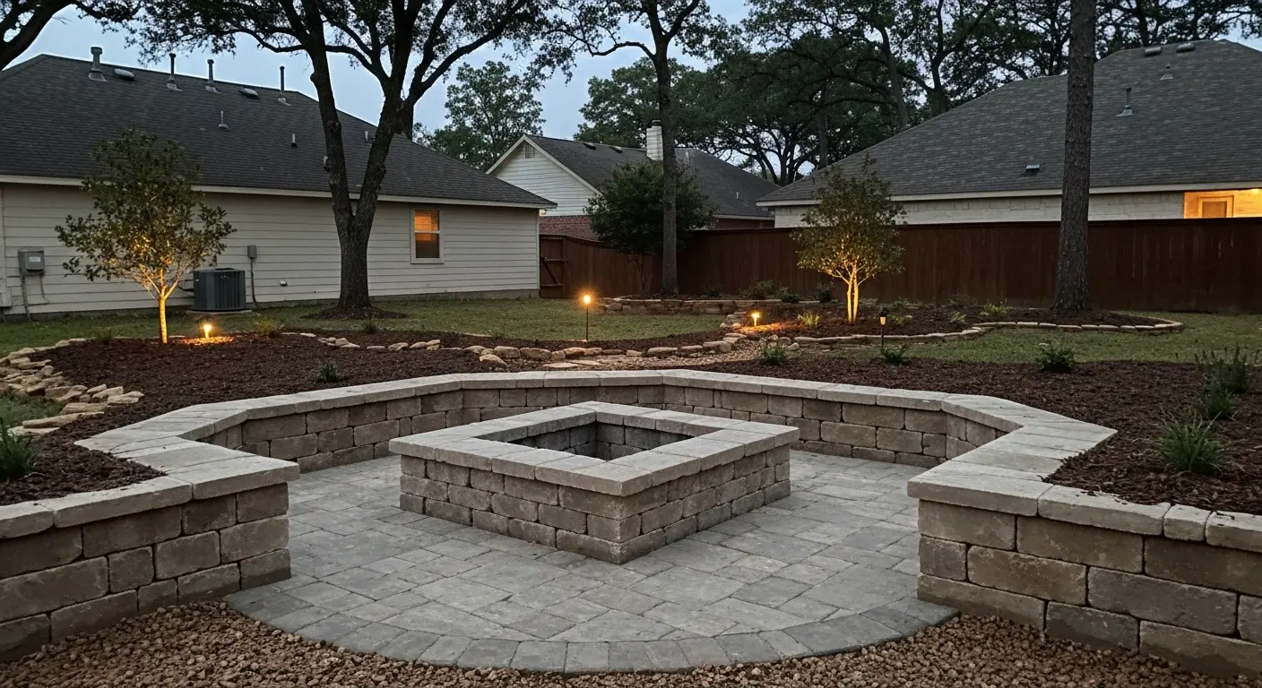 Fire pit with landscaping