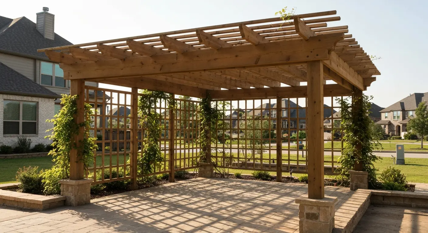 Pergola arbor structure in Cypress patio