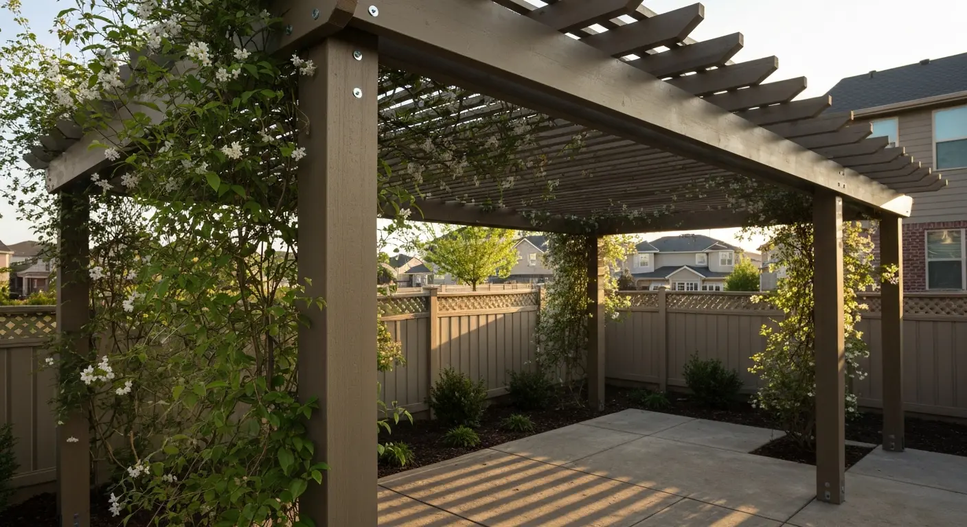 Pergola structure in backyard