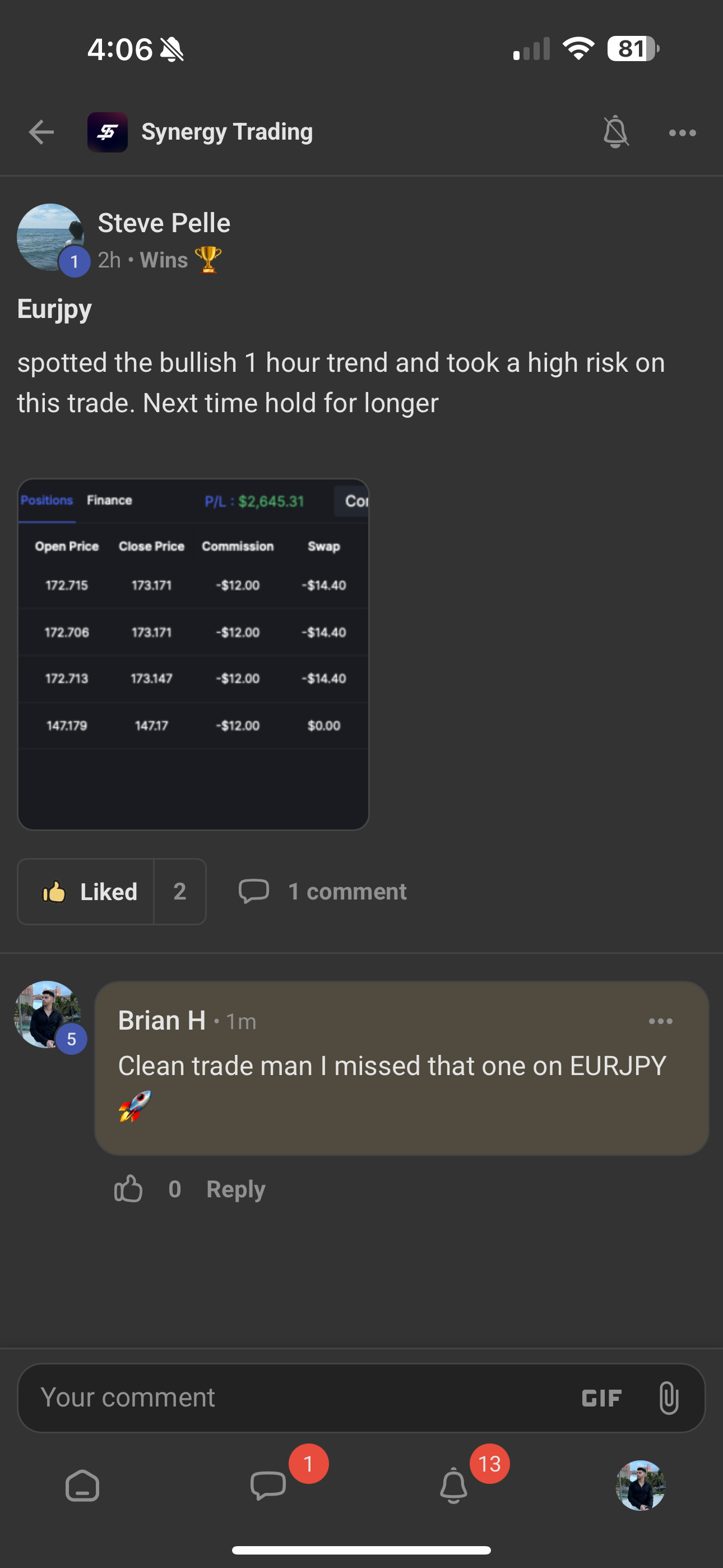 Student trading result 9