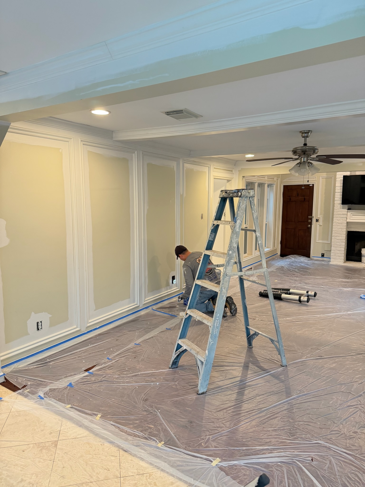 Paint Texas team painting a luxury lakefront home in Kelliwood Lakes, Katy TX.