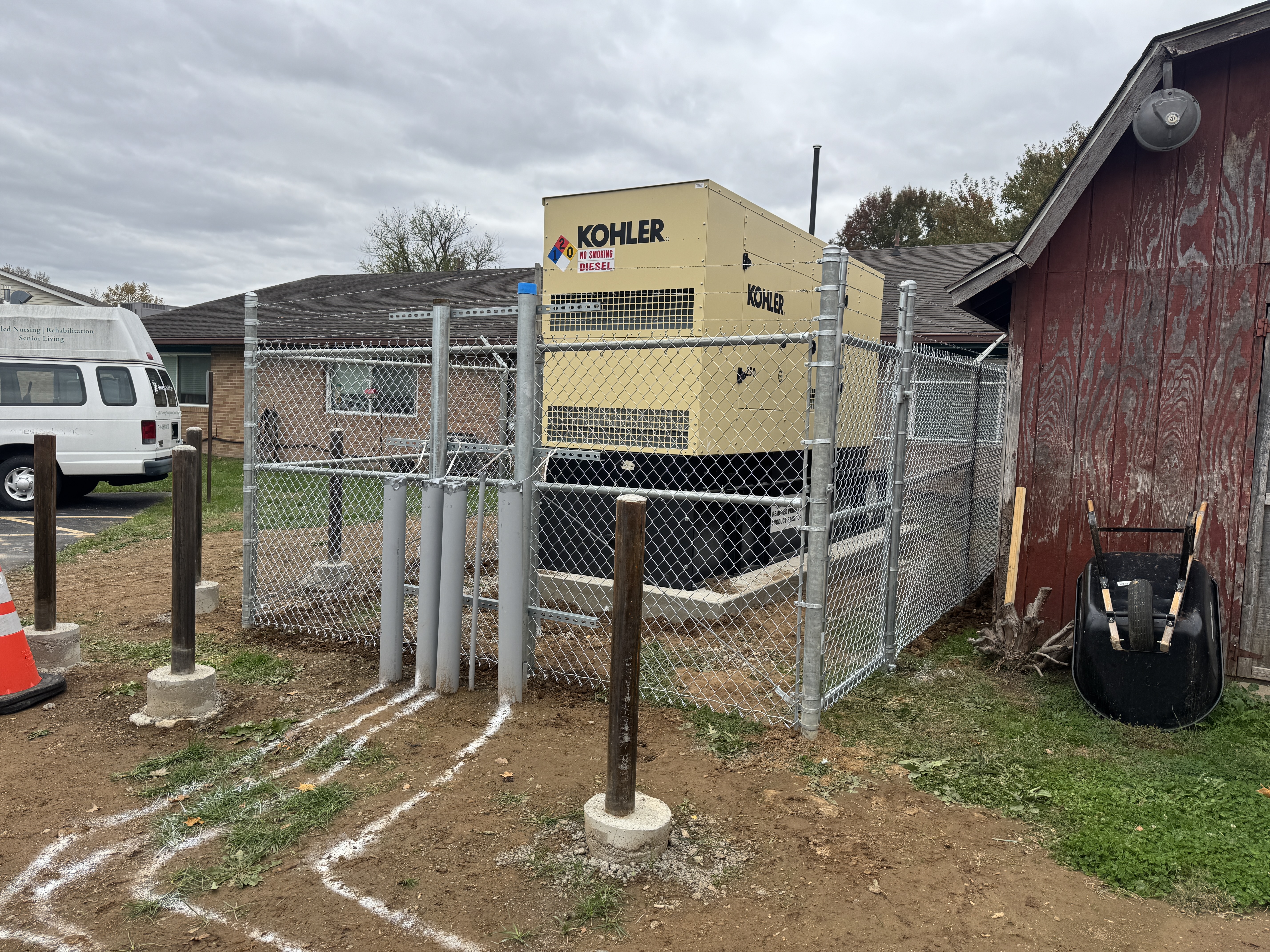 Commercial ornamental aluminum fence line in Bexley, OH.