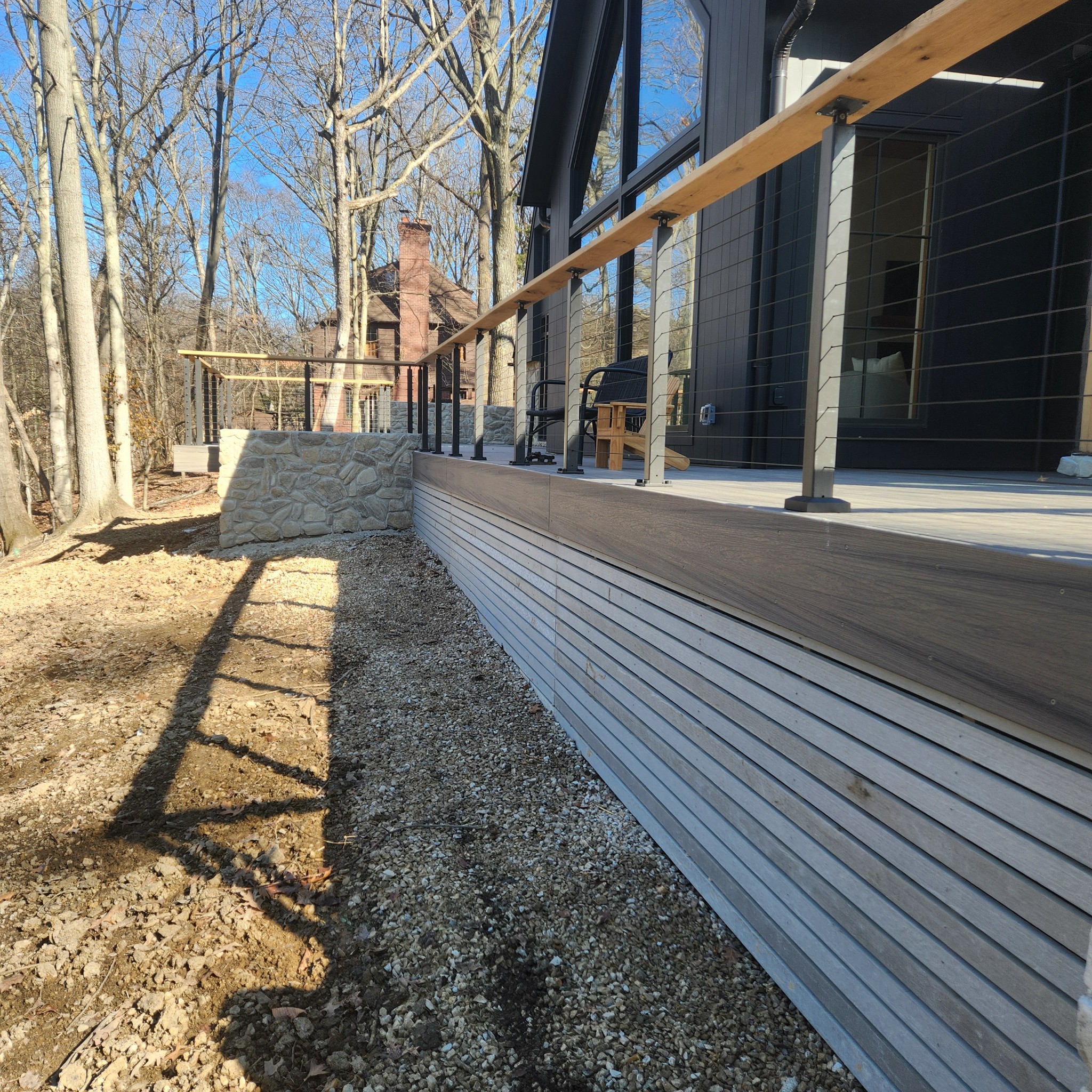 High-end custom deck build with modern railing accents in Upper Arlington, OH.
