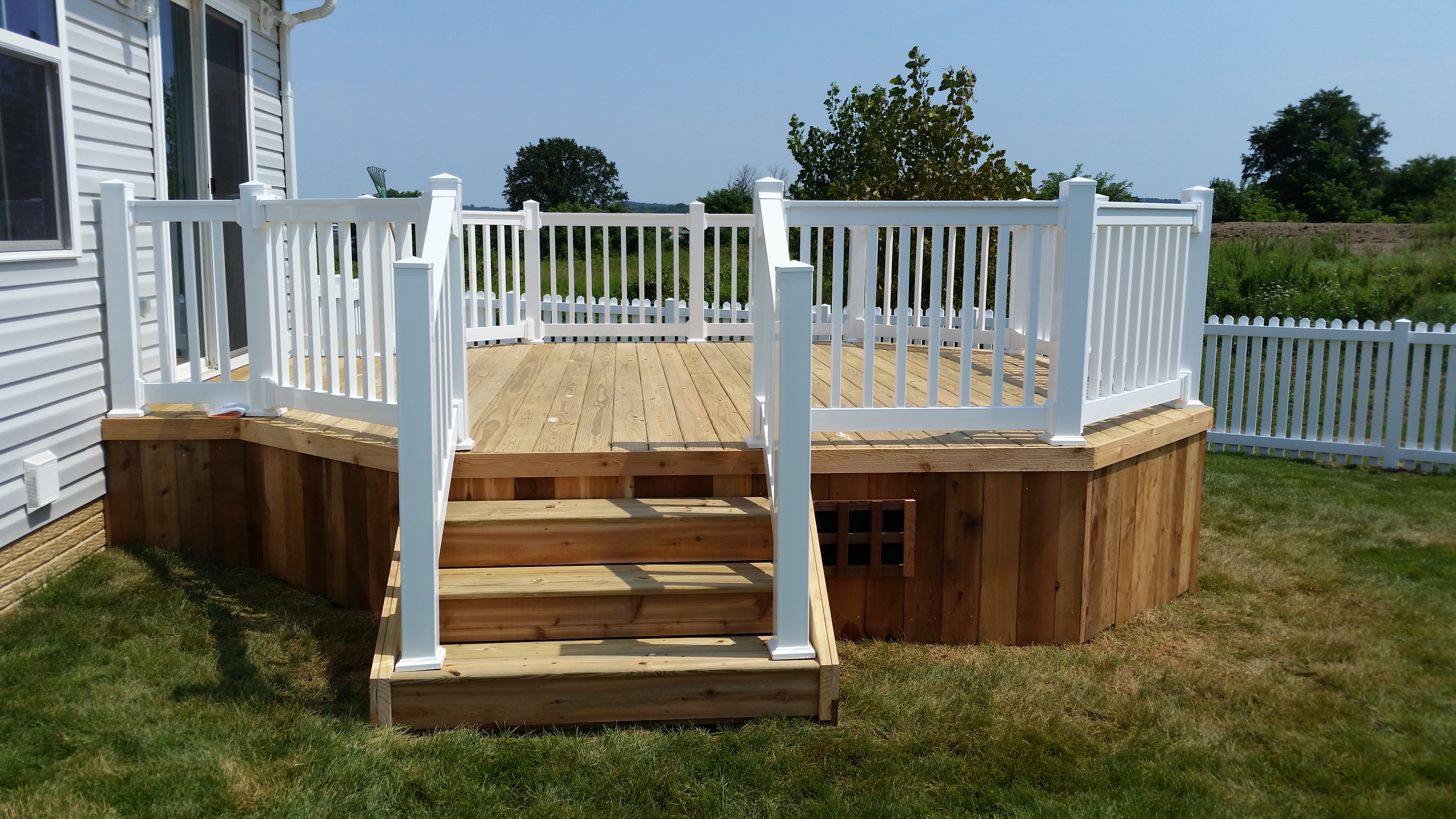 Traditional wood deck restoration and railing in Bexley, OH.