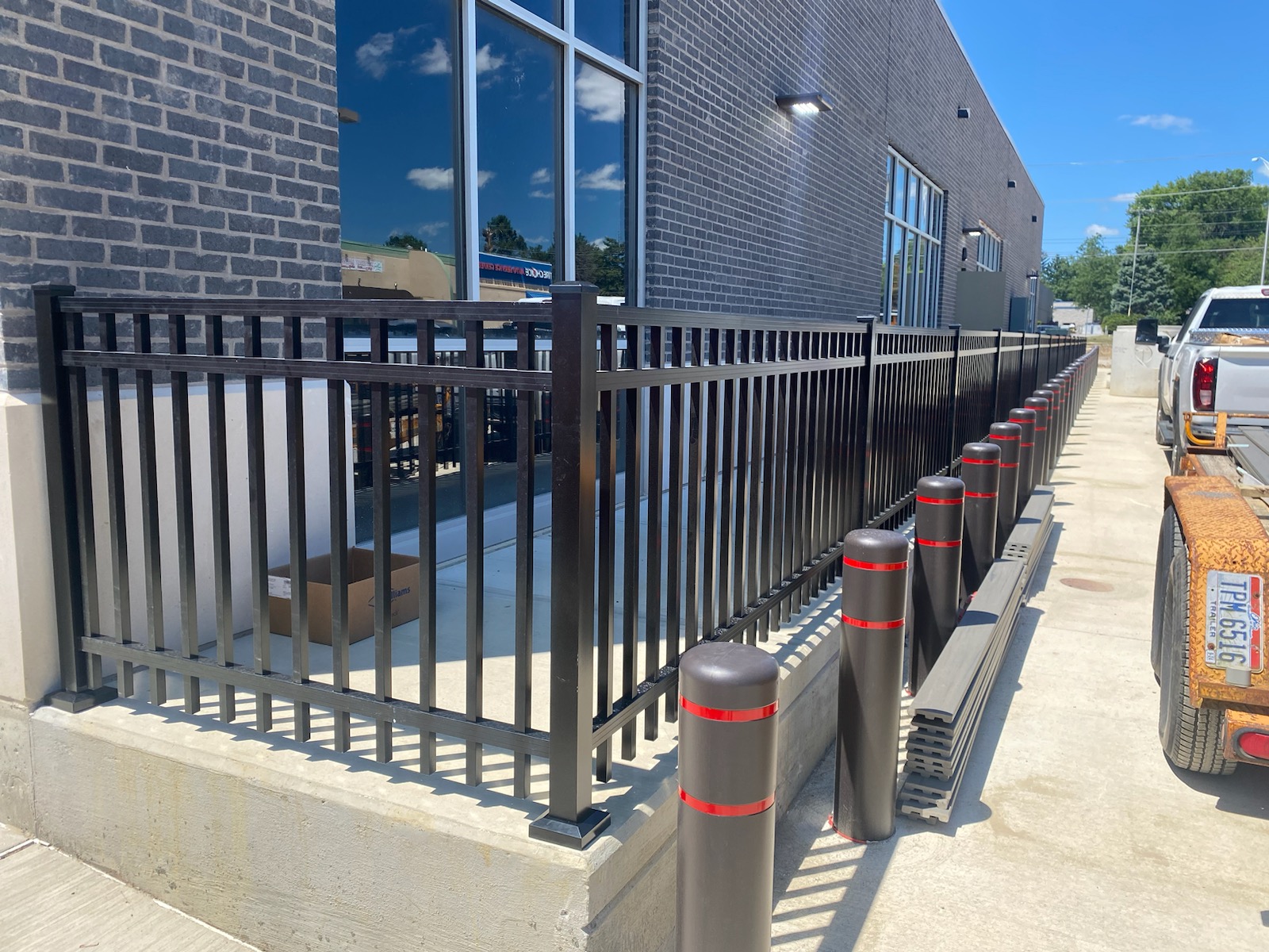 Commercial aluminum perimeter fence in Pataskala, OH.