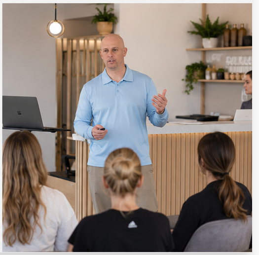 Paul Roch presenting a financial clarity workshop to boutique fitness studio owners