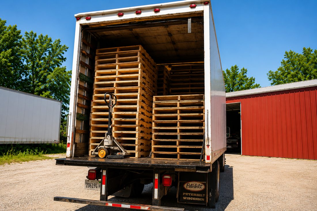 Pallets loaded in a Multi Pallets delivery truck