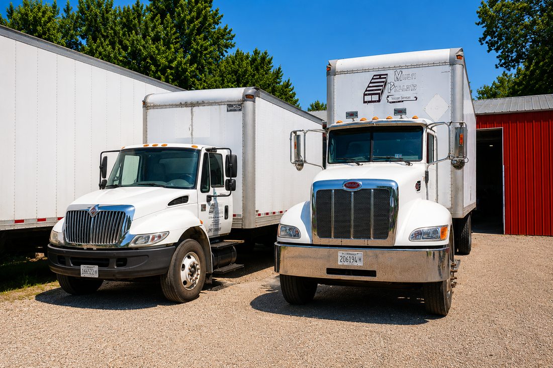 Multi Pallets delivery trucks parked at the Waukegan yard