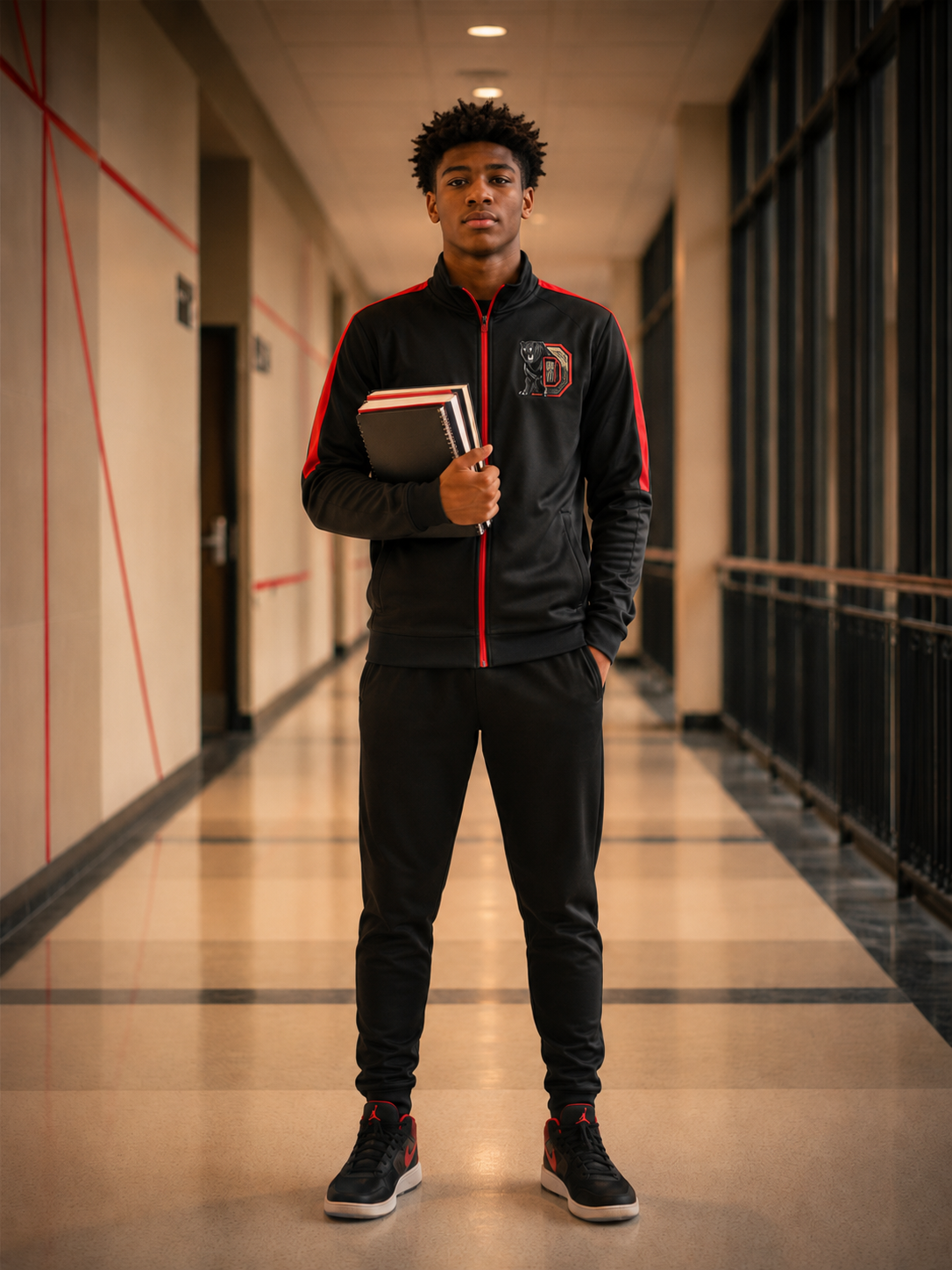 Student-athlete studying and preparing for college