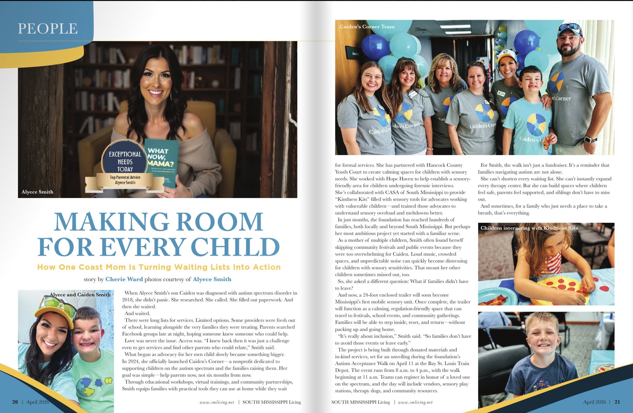 Caiden's Corner featured in South MS Living Magazine