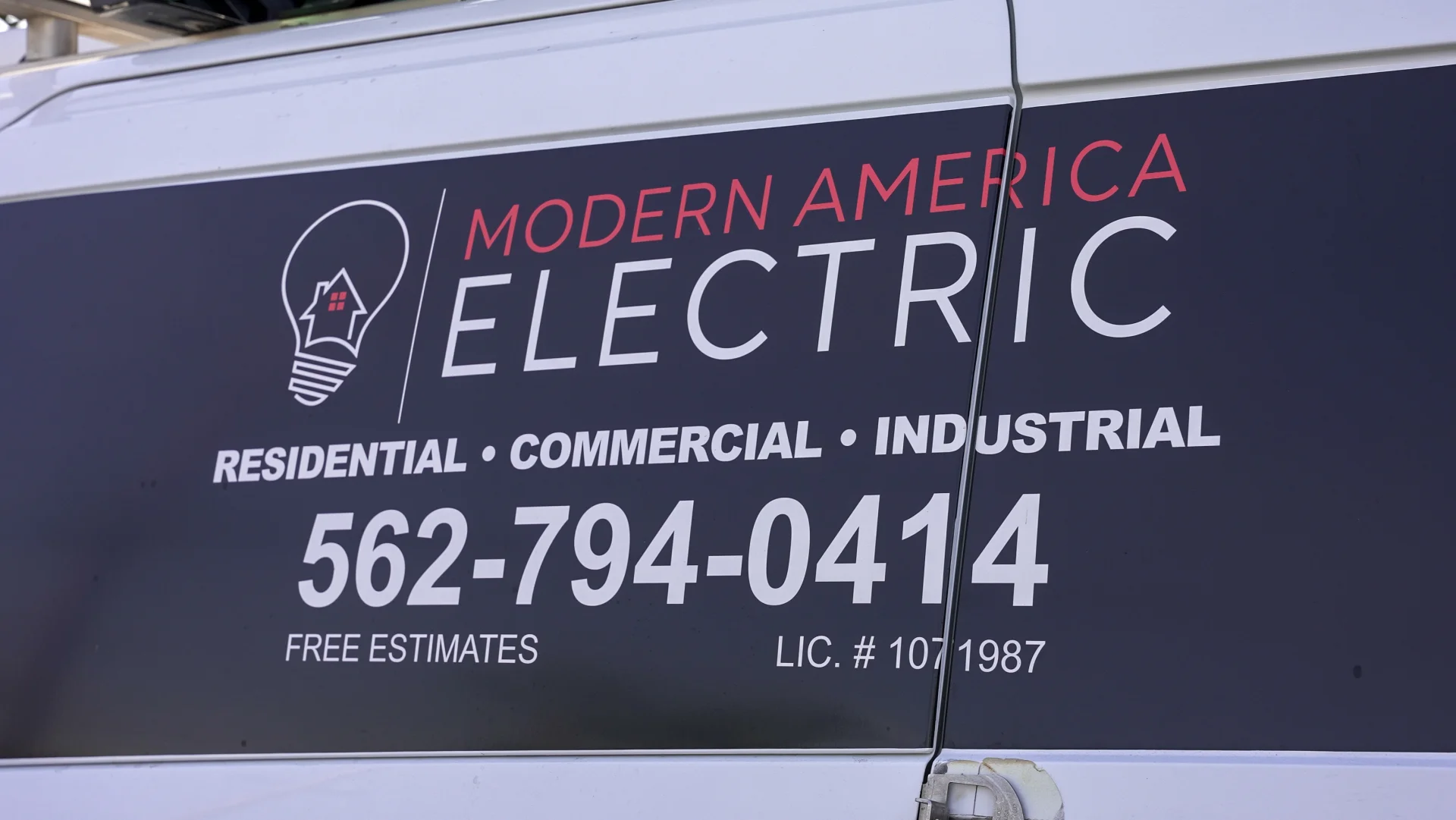 Modern America Electric service van with ladder rack