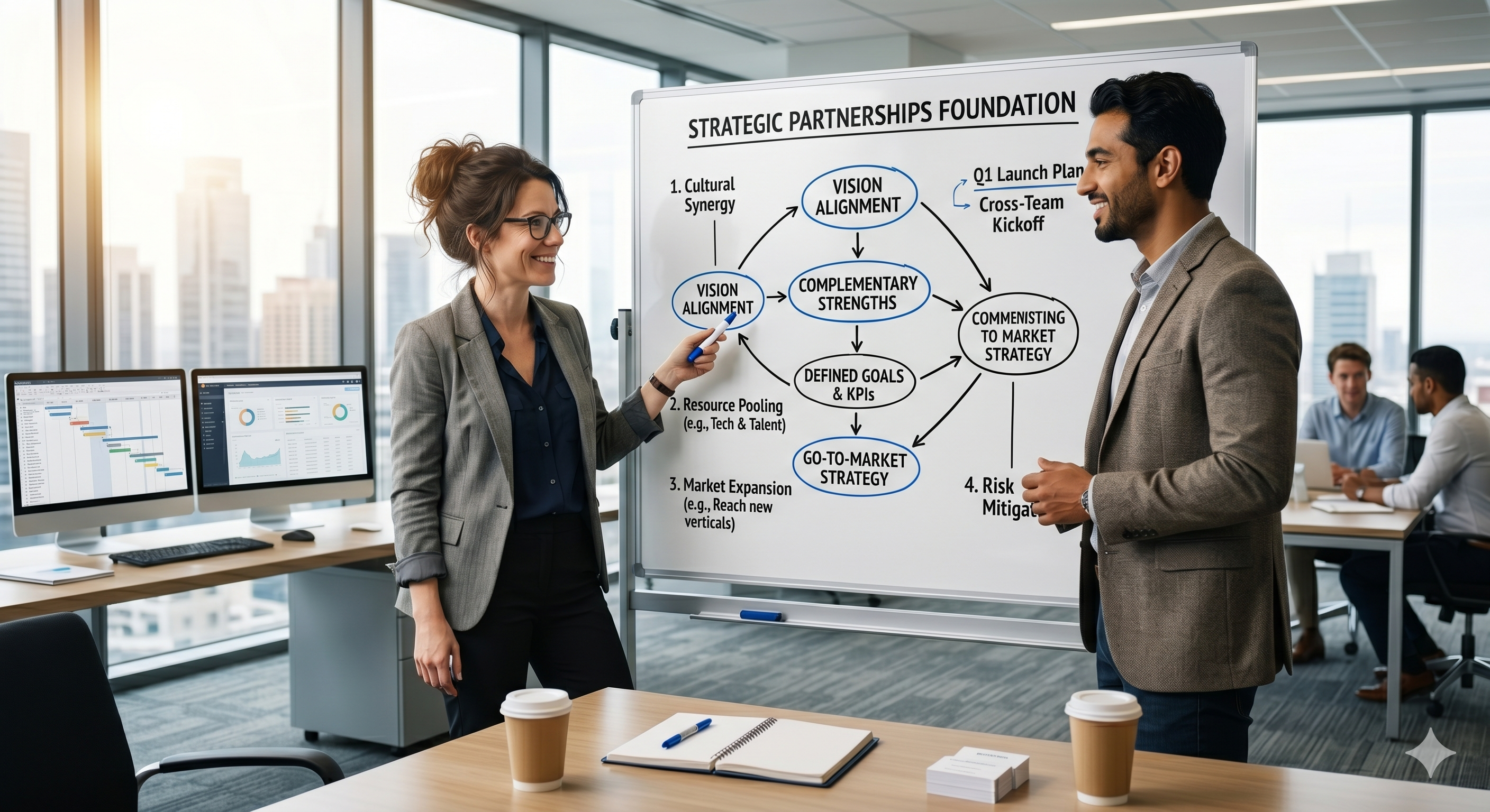 business partnerships on a whiteboard