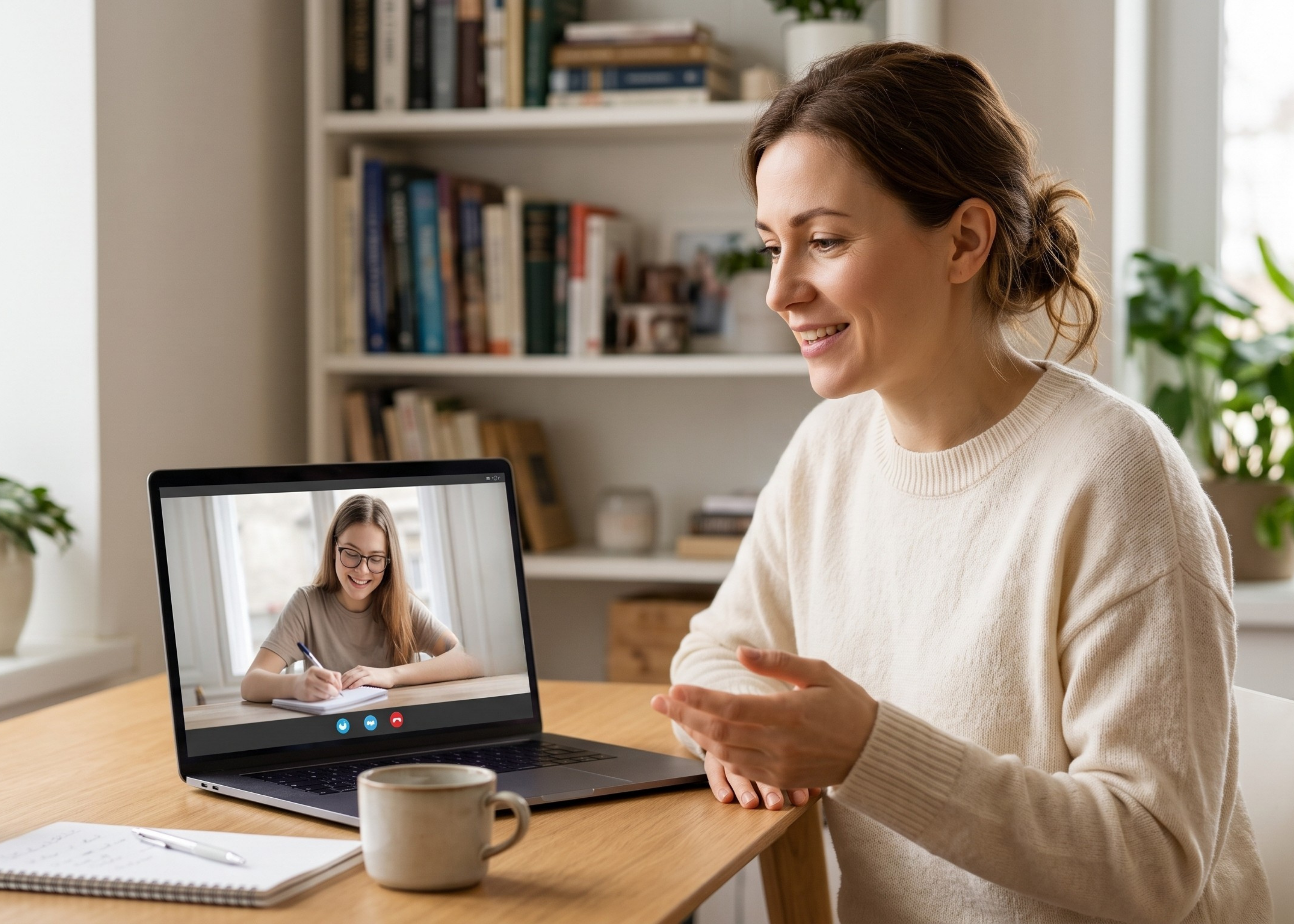 SupportED coach on a video call with a student