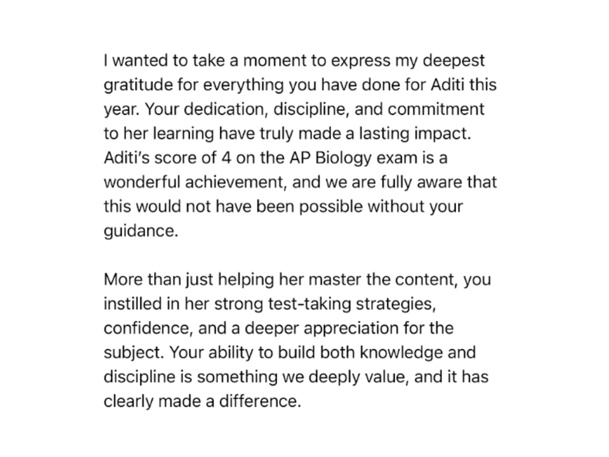 ADITI I.'S PARENT -- WITH DR. AFSHAN screenshot
