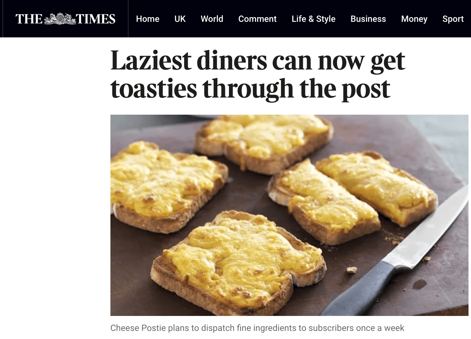 The Times coverage of the grilled cheese subscription