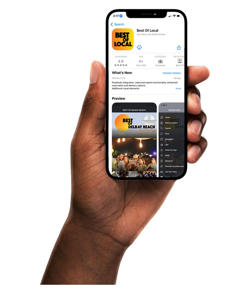 Best of Local app on iPhone in hand