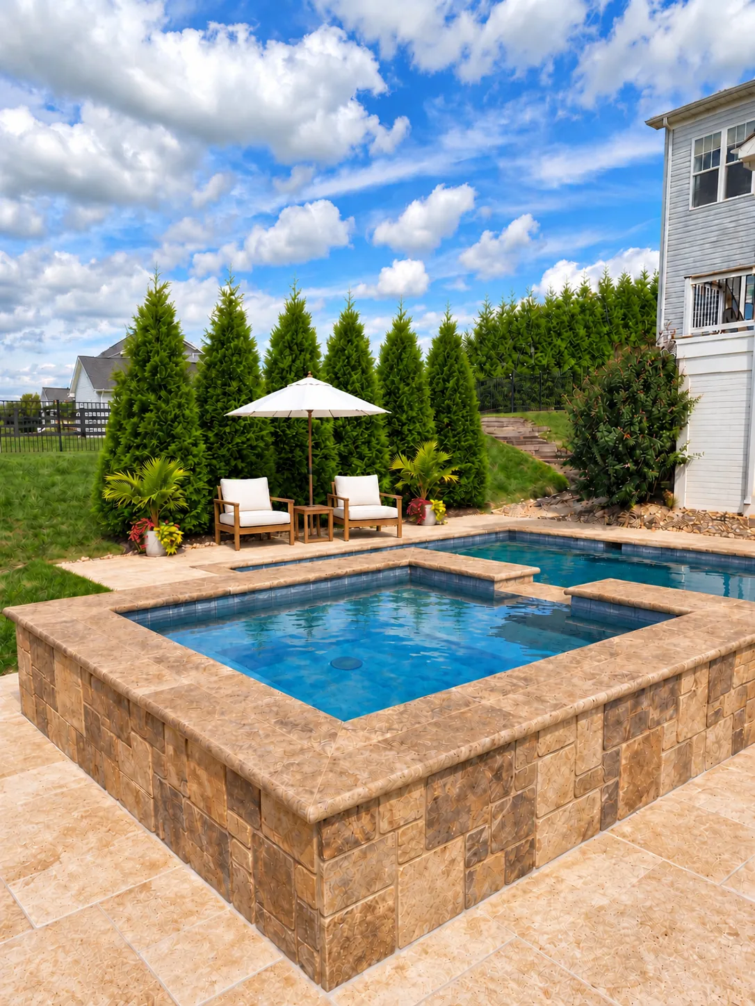 Pool inspection spa and coping detail