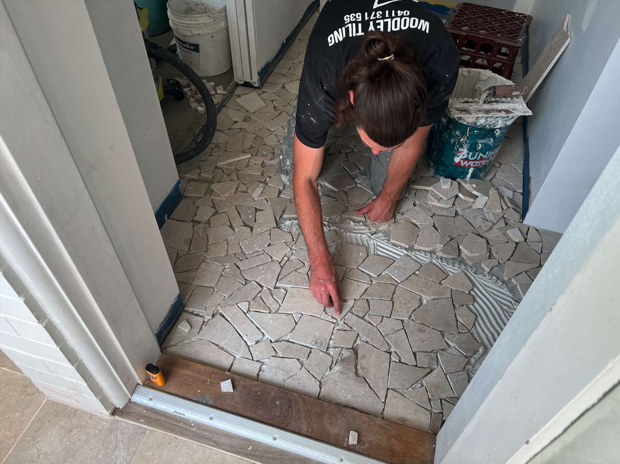 Crazy pave laundry floor and back patio — Thirroul