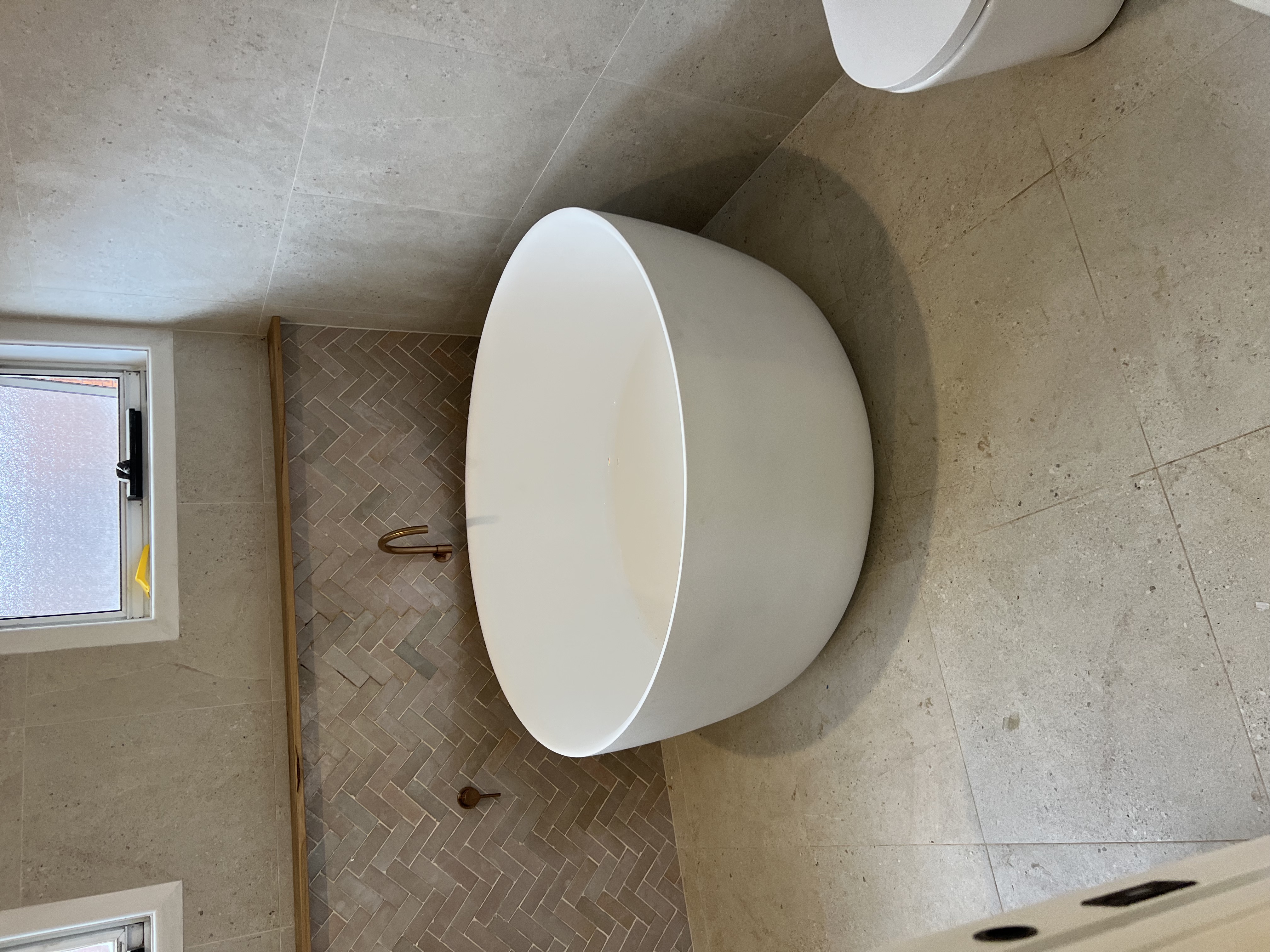 Second bathroom zellige herringbone — handmade Moroccan tiles — Corrimal